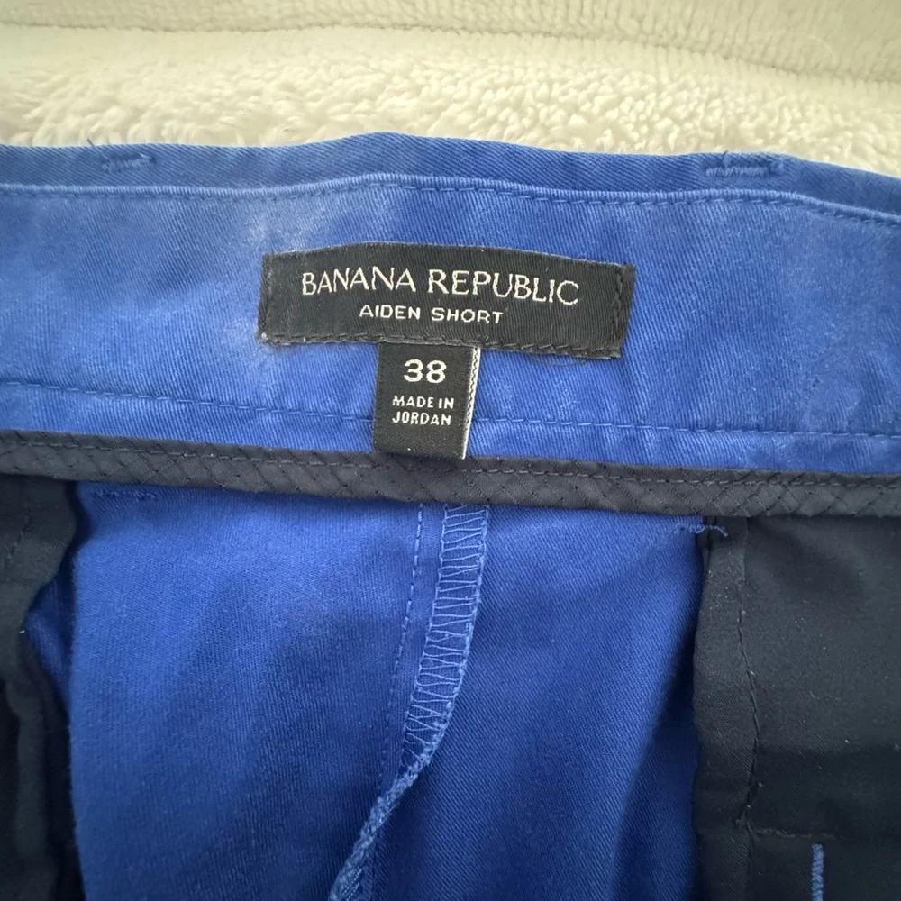 Banana Republic Shorts Mens 38 Aiden Chino Blue Khaki Flat Front